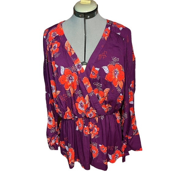 FREE People Tuscan Dream Tunic Floral Long Sleeve With Elastic Waistband Size S - Picture 6 of 11